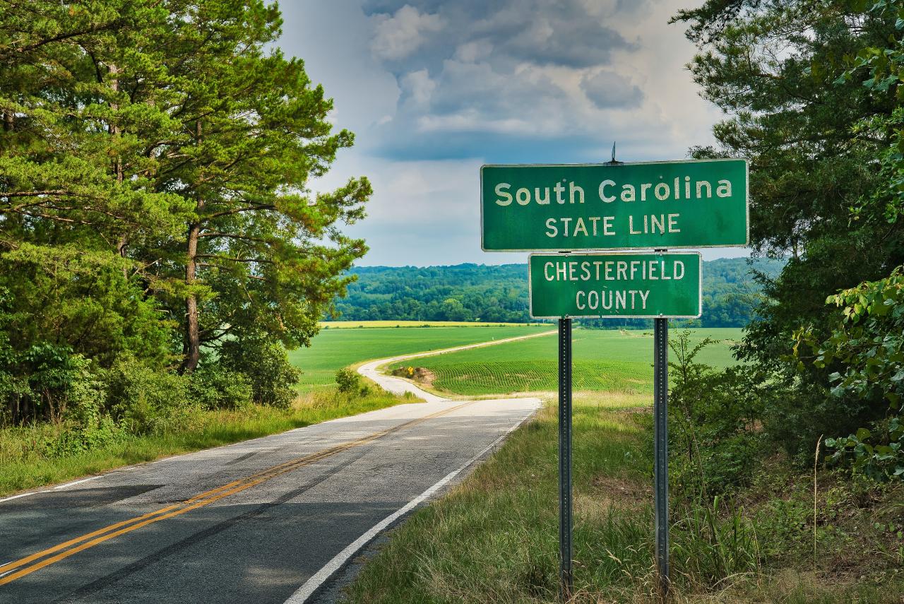 South Caroline State Line street sign